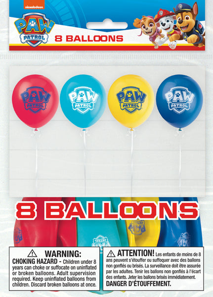 paw patrol latex balloons, 8 per package