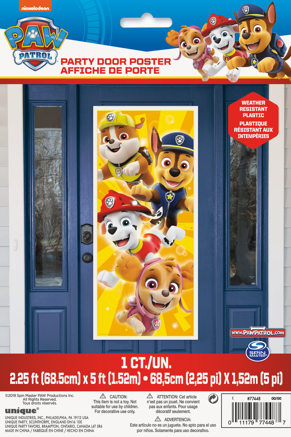 paw patrol door poster in package