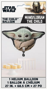 27 inch Baby Yoda mylar balloon in package