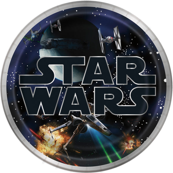 stars wars 9 inch dinner plates with death star and x wing 8 per package