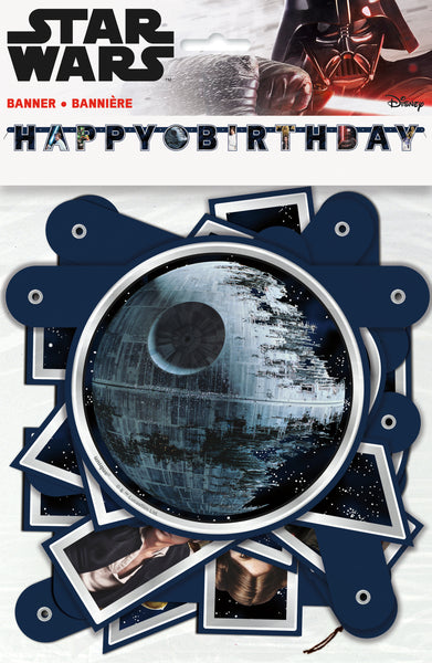 6.33 foot long star wars happy birthday banner with various characters