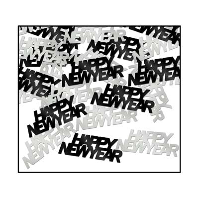 black and silver metallic confetti