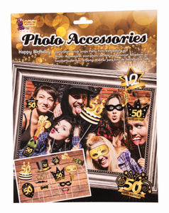 50th birthday milestone photo booth props 12 per package