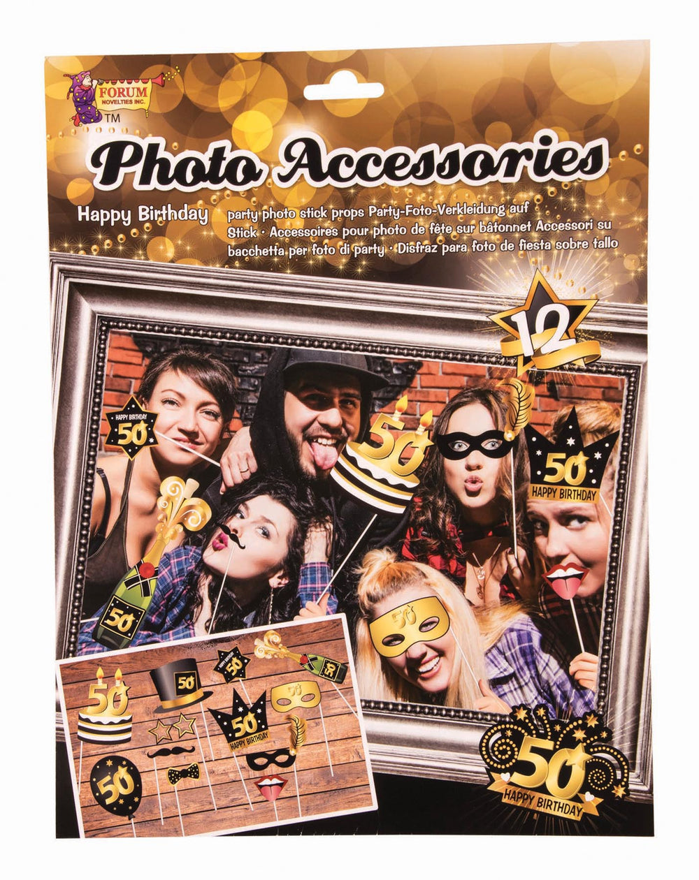 50th birthday milestone photo booth props 12 per package