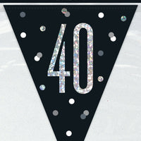 black flag banner with a prismatic 40 print
