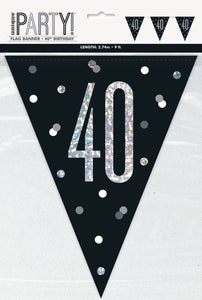 black flag banner with a prismatic 40 print