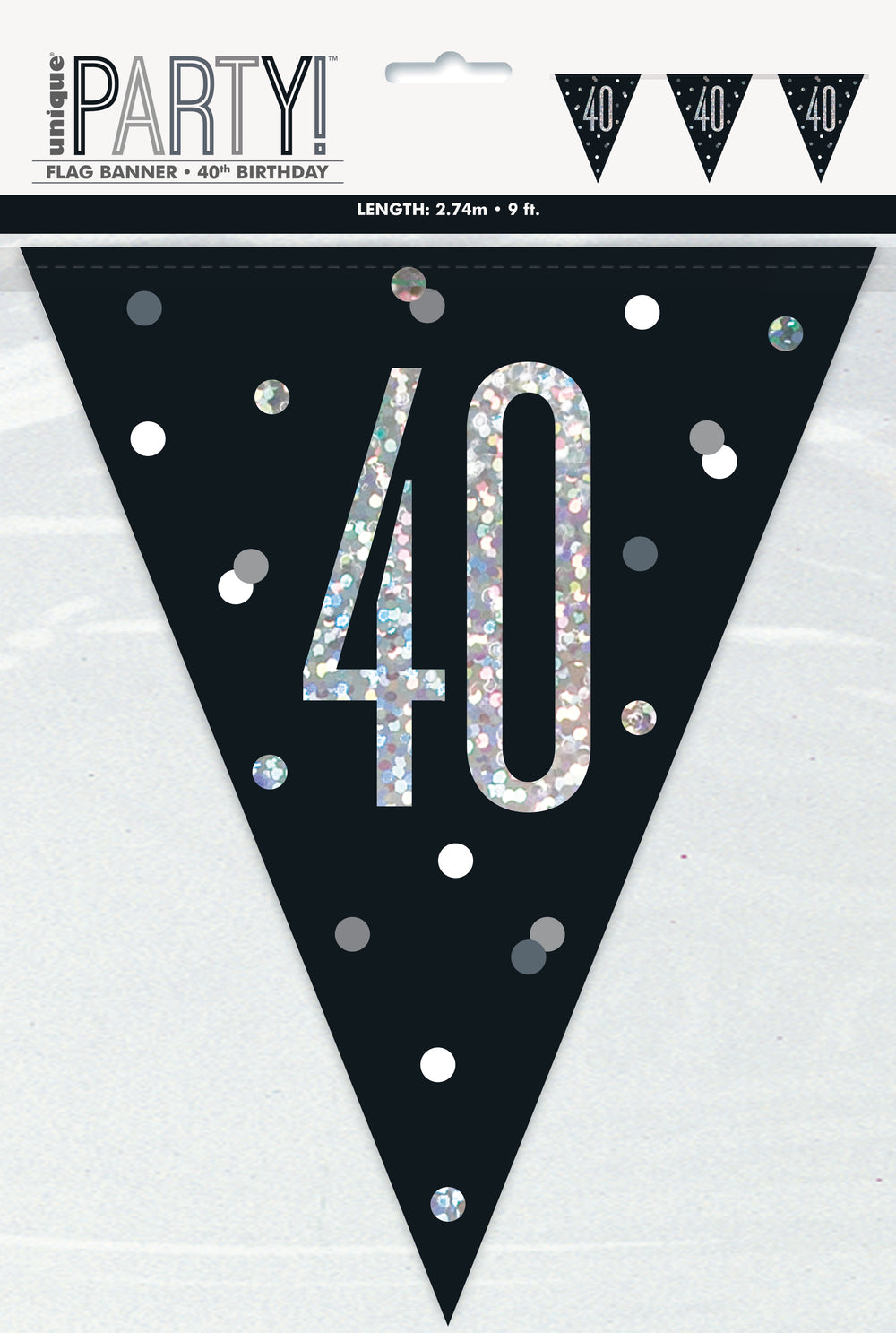 black flag banner with a prismatic 40 print