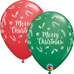 Christmas Evergreen printed latex balloons