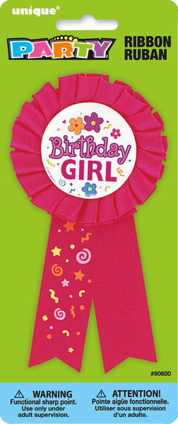 pink birthday girl award ribbon