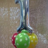 Foil number balloon and some latex helium balloons