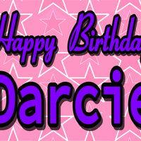 Birthday Pink stars 24"x18" custom yard sign