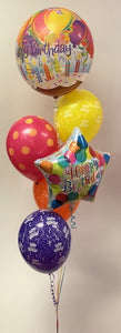 Bubble and star helium filled balloon bouquet