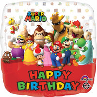 Super Mario Square Happy Birthday 18" foil balloon