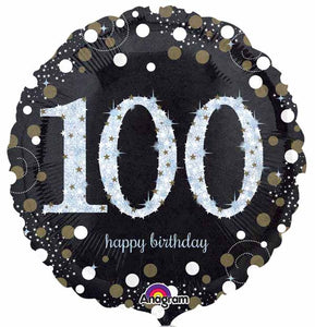 Sparkling Bday 100 18" Holographic Foil Balloon