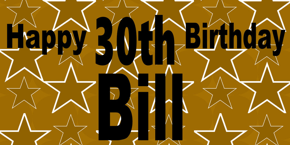 Happy 30th Milestone Star Custom 2' x 4' Birthday Banner