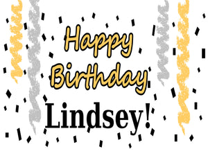 Happy Birthday Silver & Gold 18"x24" Custom Yard Sign
