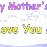 Happy Mothers Day banner with kids drawing