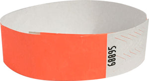 500 Neon Orange Tyvek wristbands