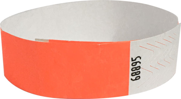100 neon orange tyvek wristbands