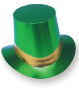 Green Foil Curved Brim Top Hat with gold band