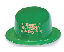green Plastic Derby Hat with Gold Metallic Happy St. Patrick's Day