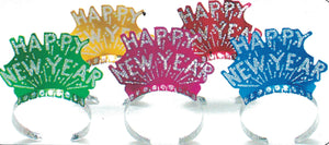 Assorted Colour Glittered Happy New Year Tiara, 1 per package