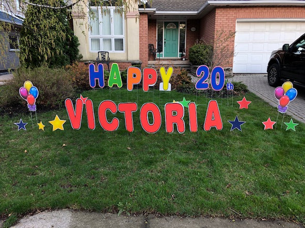 Happy Birthday Yard cards with name and age 