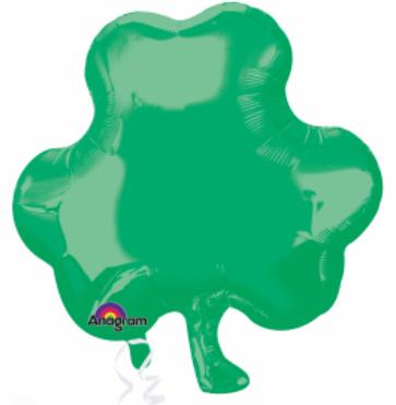 green shamrock shaped 18 inch mylar balloon