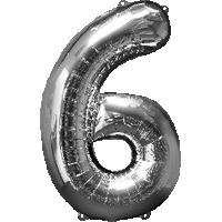 Number 6 Silver 34"  Foil Balloon