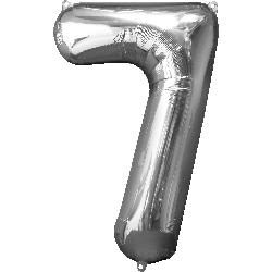 Number 7 Silver  Foil Balloon 34"
