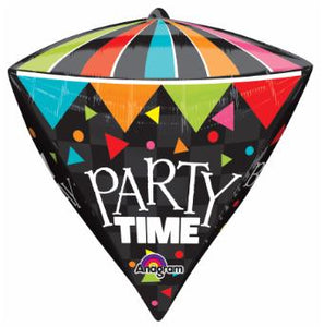 Party Time/ Happy Birthday 15" Diamondz Balloon