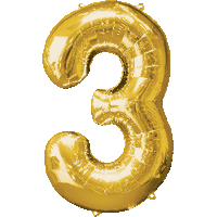 Gold Number 3 Foil Balloon