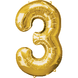 Gold Number 3 Foil Balloon