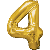 Gold Number 4 Foil Balloon