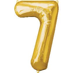 Number 7 Gold Foil Balloon 34"
