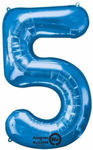 blue #5 34" foil balloon