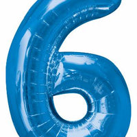 Number 6 Blue 34"  Foil Balloon
