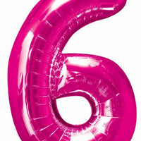 Number 6 Pink 34"  Foil Balloon
