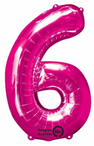 Number 6 Pink 34"  Foil Balloon