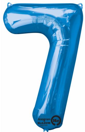 Number 7 Blue Foil Balloon 34