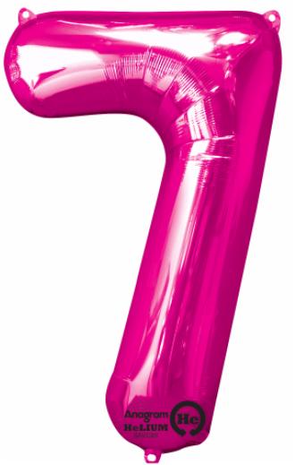 Number 7 Pink Foil Balloon 34