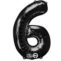 Number 6 Black 34"  Foil Balloon