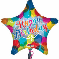 Happy Birthday Sparkle star 18 inch foil balloon, empty