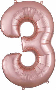 rose gold #3 34" foil balloon