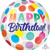 polka dot Happy birthday orbz balloon