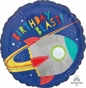 Blast Off Birthday foil balloon