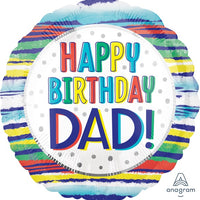 Painted Stripes Dad HBD 18 inch Foil Balloon