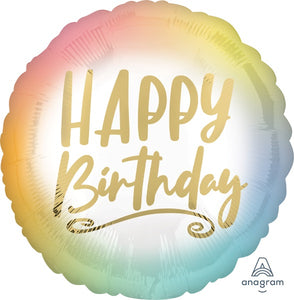 Ombre and Gold Birthday 18" Foil Balloon