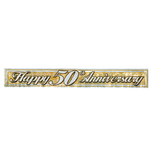 happy 50th anniversary foil fringe banner, 5 feet