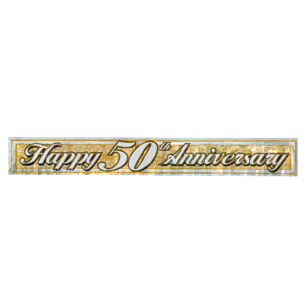 happy 50th anniversary foil fringe banner, 5 feet